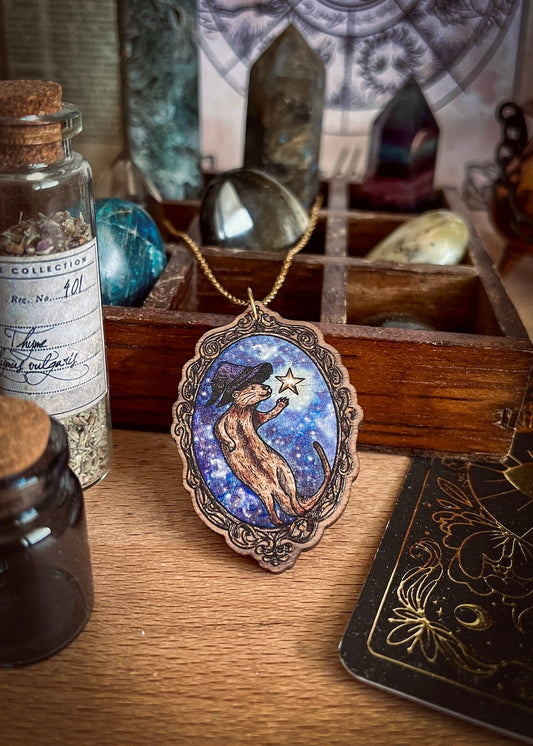 Collier pendentif en bois "The Magician"