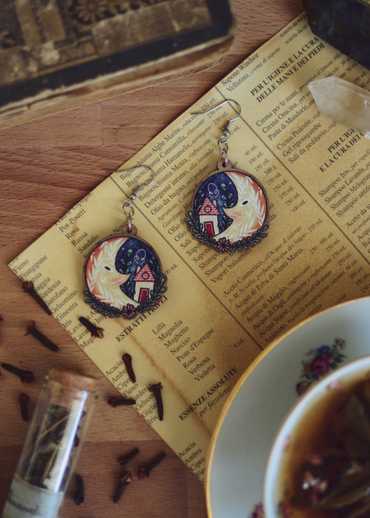 "The Moon" Wooden earrings