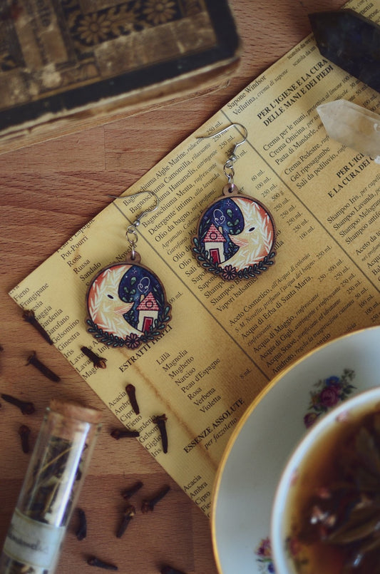 "The Moon" Wooden earrings