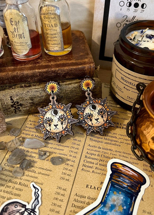 "The Sun" Wooden earrings